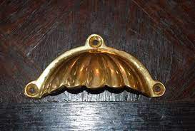 Antique Brass Shell Drawer Bin Cup Pull Handle Hardware Repurpose Supplies Drawer Bins Cup Pulls Antique Brass