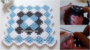 Kare Deseni Ile Lif Modeli Ormeye Basliyoruz Nazarca Com Orgu Orgu Motifleri Krose