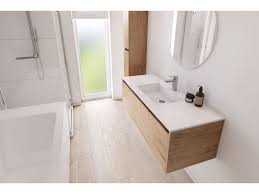 A wall hung toilet is ideal if you're looking to make a real statement in your bathroom. Kayla Wall Hung Vanity Unit 1200 Integrated Centre Basin 1 Drawer Woodgrain From Reece