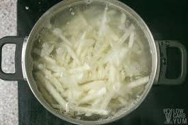 Eggplant is high in fiber but low in calories so it's great to cook with. Keto Fries Making Low Carb French Fries With Jicama Low Carb Yum