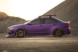 Black And Purple Car Rims Purple Matte Lancer Evolution With Black Avant Garde Rims Lancer Purple Black