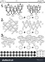 Black And White Puzzle Game Black And White Cartoon Illustration Of Educational Mathematical Addition Calculation Puzzle Game For Black And White Cartoon Cartoon Illustration Illustration