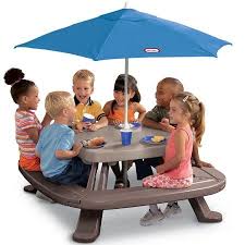 Little Tikes Fold N Store Picnic Table With Market Umbrella Walmart Com In 2020 Kids Picnic Table Kids Picnic Picnic Table With Umbrella