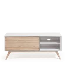 Meuble Tv Design Blanc Et Bois De Frene Joshua By Drawer