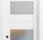 Amazon.com: Puerta corrediza de bolsillo de 28 x 80 pulgadas con vidrio  opaco, seda blanca Sete 6003, kit de accesorios de riel, puertas modernas  de ...