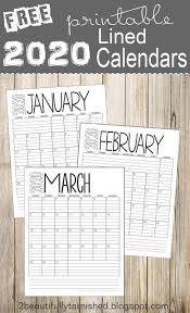 Free 2020 Lined Monthly Calendars Printable Download Monthly Calendar Printable Calendar Printables Free Printable Calendar