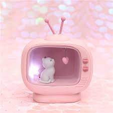 Zmisibo Tv Koshka Nochnye Svetilniki Milye Rozovye Polimernye Prikrovatnye Lampy Teplyj Belyj Lyubov Sukkulenty Luminaria Kawaii Bedroom Kawaii Room Kawaii Cat