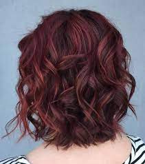 Back View Of Superb Short Wavy Hairstyles 2018 For Women Fashion Knots Maroon Hair Burgundy Brown Hair Wine Hair