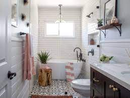 70 Desain Kamar Mandi Modern Ini Membagi Area Basah Dan Kering Dengan Jelas Melalui Part Modern Bathroom Design Farmhouse Bathroom Decor Bathroom Shower Decor