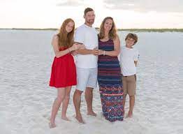 Family Beach Sunset Golden Hour Blue Red Patriotic Family Portrait Photography Family Photographer Family Portraits