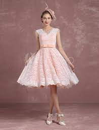 Blush Wedding Dress Short Bridal Dress Vintage Lace Illusion Back V Neck A Line Kne Lace Wedding Dress Vintage Blush Wedding Dress Short Trendy Wedding Dresses