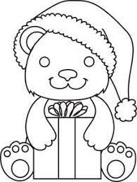 Present Outline Free Coloring Page Clipart Image Teddy Bear Holding A Christmas Jpg Free Clip Art Clip Art Santa Hat Clipart