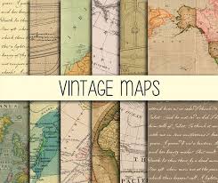 Vintage Papers Maps Handwritten Like Images Old Blueprints 12 Papers Instant Download 12x12 Inch Digital Paper Scrapbooking Craft Vintage Paper Digital Paper Vintage Maps