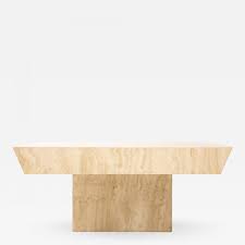 Vintage modern travertine glass side coffee table. Large Square Travertine Coffee Table