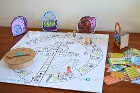 Here are great projects to try for different age groups this simple yet competitive math board game is a great way to encourage kids to practice their addition and multiplication skills. Ikat Bag Board Game Math Board Games Homemade Board Games Board Games Diy