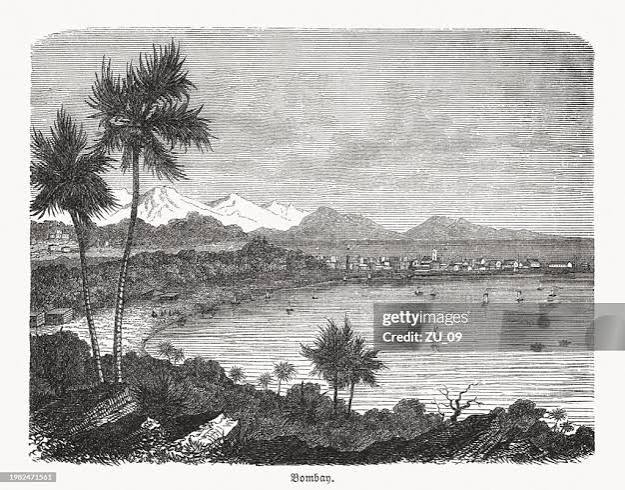 Historical View Of Bombay India Wood Engraving Published 1869 High-Res Vector Graphic - Getty Images