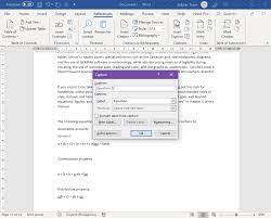 How To Make A Table Of Equations In Word