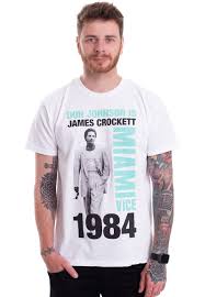 Miami vice was an american television show that followed the adventures of two miami police detectives working undercover, james sonny crockett and ricardo rico tubbs, that ran for five seasons on nbc from 1984 to 1989. Miami Vice Don Johnson Is Crockett White T Shirt Impericon Com De