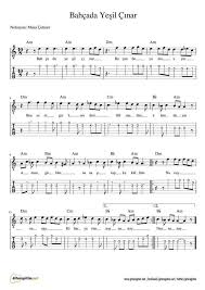 Bahcada Yesil Cinar Gitar Nota Tab Gitaregitim Net Flut Gitar Muzik