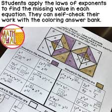 Color by numbers are always a hit! Laws Of Exponents Coloring Activity By Math Dyal Tpt