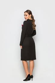 Black Wrap Cocktail Dress Long Sleeve Stand Collar Kimono Blazer Dress Office Business Knee Dress Belted Tuxedo Japanese Dress Tavrovska Trendy Cocktail Dresses Black Cocktail Dress Long Sleeve Cocktail Dress
