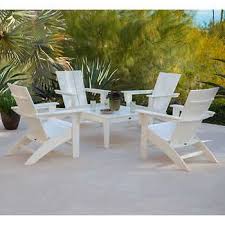 Prescott 5 Piece Adirondack Conversation Set Lake House Patio Commercial Patio Furniture Outdoor Furniture Sets