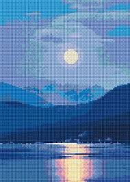 Moonlight Cross Stitch Landscape Nature Cross Stitch Simple Cross Stitch