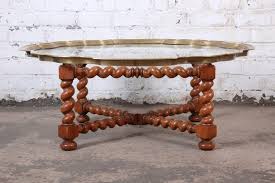 Tiger oak barley twist table demilune table marble top coffee table leaf table parlor table coffee table bench demilune wrought iron floor lamps. Baker Furniture English Barley Twist Oak Brass And Glass Cocktail Table For Sale At 1stdibs
