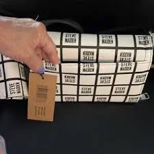 New Steve Madden Laurie Flap Over Crossbody w Matching Wallet Black & White