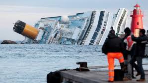 On 13 january 2012, the italian cruise ship costa concordia ran aground, capsized, and later sank in shallow waters after striking an underwater rock off isola del giglio, tuscany, resulting in 32 deaths. Captain Of Stricken Vessel Says He Fell Overboard In Passenger Panic The New York Times