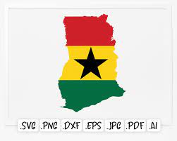 Ghana Flag Map Svg Etsy In 2021 Ghana Flag Svg Flag