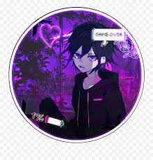 Anime drawing boy, anime boy, black hair, manga png. Danganronpa Transparent Png Image Snapchat Anime Icon Purple Anime Boy Icon Free Transparent Png Images Pngaaa Com