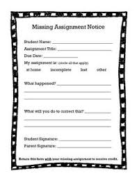 Missing Assignment Notice Parent Letters From Teachers Teaching Math Elementary Grades