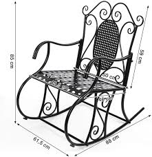 songmics feuteuil chaise a bascule en fer pour balcon jardin salle grc101b amazon fr cuisine mai chaise a bascule chaises bercantes en bois decor fer forge