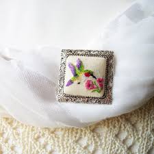 Small Flying Bird Cross Stitch Pattern Hummingbird Micro Embroidery Convertible Brooch Fly Bird Brooch Pin Cross Stitch N Hand Embroidered Jewelry Cross Stitch Necklace Cross Stitch Bird