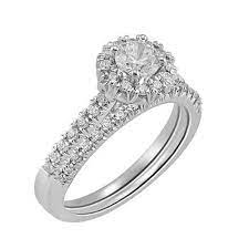 Womens Diamond Classics White Gold Halo Wedding Set Boscov S