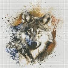 300 wide x 357 high colors used: Wolf Cross Stitch Animal Embroidery