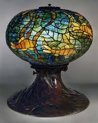 paul crist studios fish bowl lamp đen tiffany đen nghệ thuật