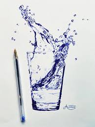Bic Pencil Drawing Glass Of Water Concepcion Allamand Glass Water Art Drawing Bic Pen Concepcion Allaman Pen Art Drawings Ink Pen Art Ink Pen Drawings