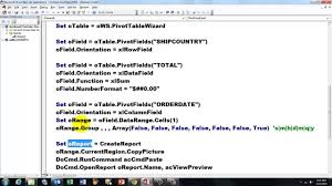 Access Vba To Create Pivot Table Reports