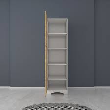 Rani F4 Genis Gardirop Elbise Dolabi Tek Kapili 5 Rafli Beyaz Ceviz Kitapliklar Gardirop Mobilya