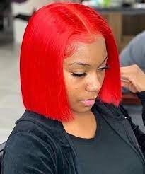 Thriving Hair Red Color Raw Virgin Chinese Ponytail Hair 13x3 Lace Front Wigs Straight Bob Bleached Knots Rv70 F Hair Styles Wig Hairstyles Red Lace Front Wig