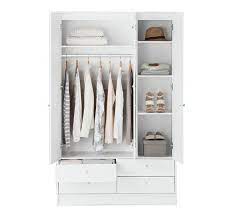 Buy Habitat Malibu 3 Door 4 Drawer Wardrobe White Wardrobes Argos Easy Glide Drawers White Wardrobe Adjustable Shelving