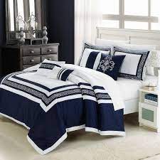 This bed sheet set by linen home has bed sheets available in several colors like lilac, white, ivory, sea foam, wheat, silver, taupe, dark denim, sky blue and charcoal. Found It At Joss Main 7 Piece Venice Comforter Set Look S Like We Have A Winner Bedroom Design Blue And White Bedding Blue Bedroom