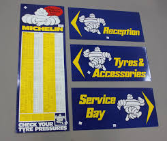 a michelin check your tyre pressures printed tinplate wall