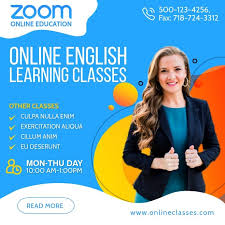Zoom Online English Classes Social Media Post Education Poster Education Online Learning