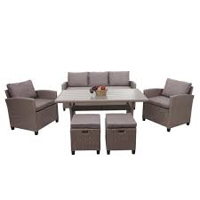 Neu einrichten & satt sparen! Poly Rattan Garnitur Hwc E95 Garten Lounge Set Sofa Sitzgruppe Tischplatte Wpc Spun