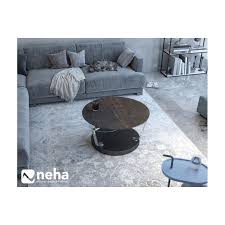 table basse 3 plateaux rond en verre et ceramique femeture synchronise