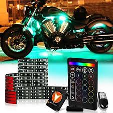 12pcs Multi Color Led Motorcycle Under Glow Light Kit W Keychain Remote Control