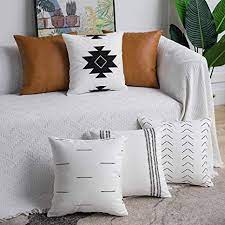 Elke dag worden duizenden nieuwe afbeeldingen van hoge kwaliteit toegevoegd. Amazon Com Dezene Decorative Throw Pillow Covers Set Of 6 Modern Boho Square Cotton And Faux Leather Pillow Cases For Home Decor Living Room Farmhouse Sofa Couch 18 X 18 Inch White Black Brown Home